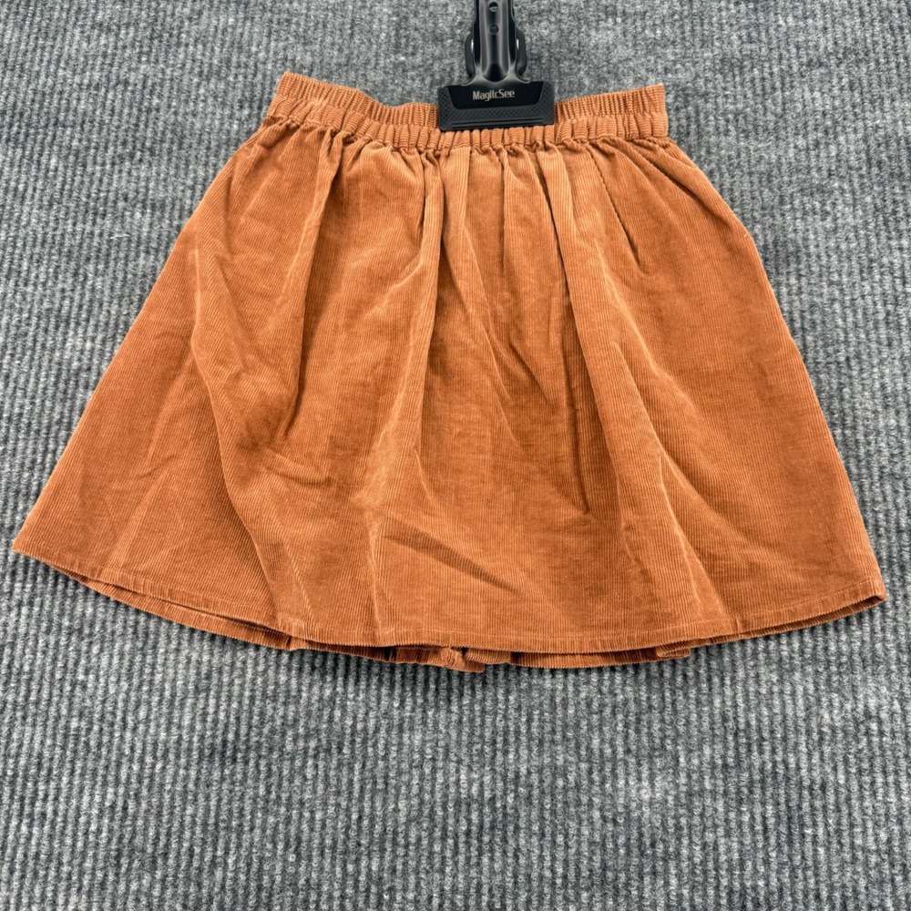 Rylee + Cru Corduroy Skirt Kids 10-12Y Rust Brown Excellent Button Front A-Line